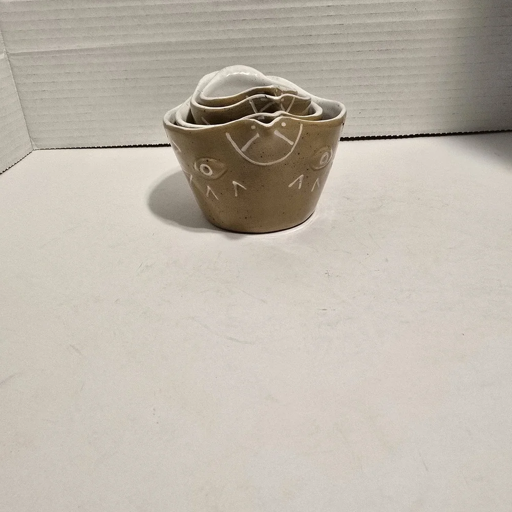 Anthropologie Nesting Owl Measuring Cups Linda Hsiao Knotwork‎ LA Set (4)